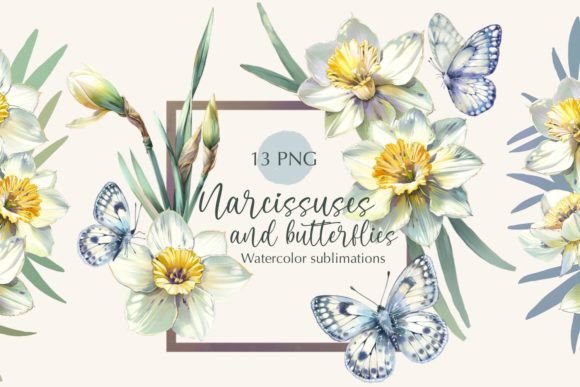 Download Narcissuses and Butterflies Sublimations - Butterflie Collection