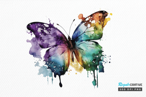Download Watercolor Rainbow Butterflie Clipart - Butterflie Collection