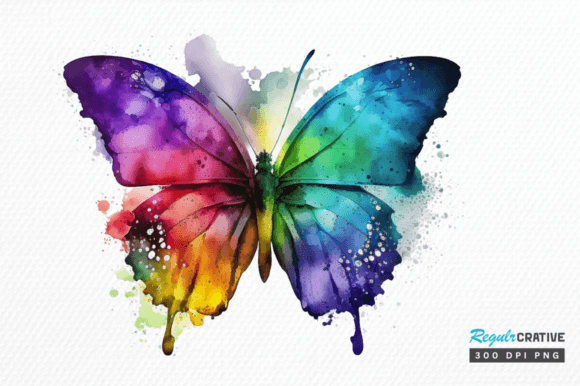 Download Watercolor Rainbow Butterflie Clipart - Butterflie Collection
