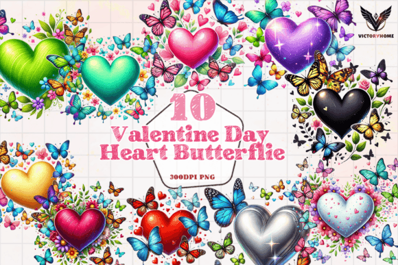 Download Valentine Day Heart Butterflie Clipart - Butterflie Collection