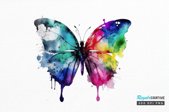 Download Watercolor Rainbow Butterflie Clipart - Butterflie Collection